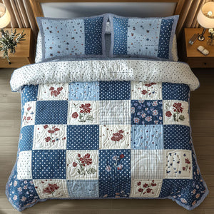Blue Harmony 3-Piece Quilted Bedding Set NCU0NT4052