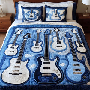 Blue Symphony 3-Piece Quilted Bedding Set NCU0NT2039