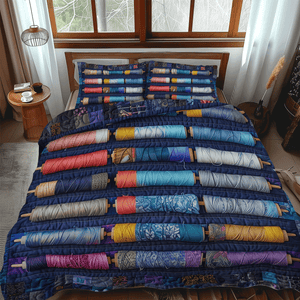 Bluish Spools 3-Piece Quilted Bedding Set NCU0TH1307