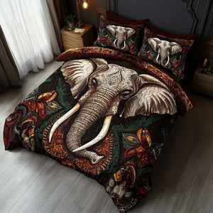 Bohemian Elephant Dreamscape 3-Piece Quilted Bedding Set NCU0PT4116