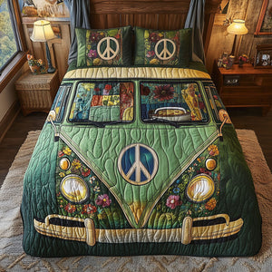 Bohemian Green Ride 3-Piece Quilted Bedding Set NCU0NT4104
