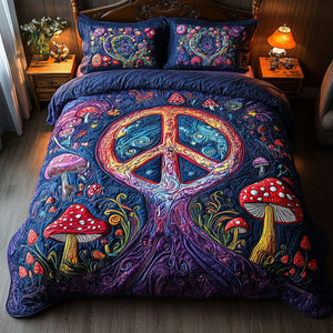 Boho Mushroom Dream 3-Piece Quilted Bedding Set NCU0PT4065
