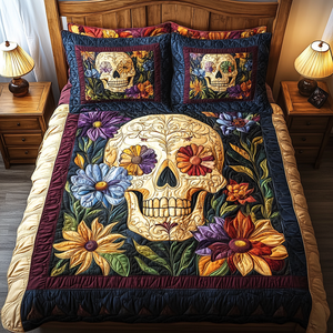 Artistic Skull 3-Piece Quilted Bedding Set NCU0VT66