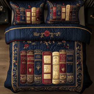 Book Haven 3-Piece Quilted Bedding Set NCU0VH3501