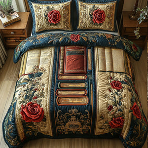 Bookish Elegance 3-Piece Quilted Bedding Set NCU0PT4873