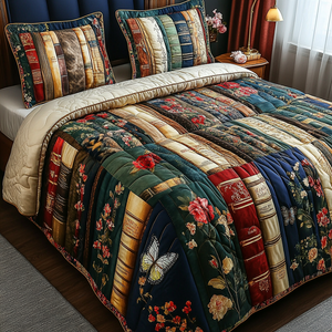 Books Blossoms Quilted Bedding Set NCU0DV4189