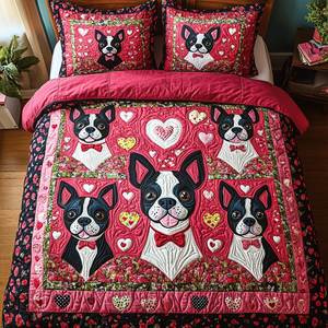 Boston Terrier Charm Quilted Bedding Set NCU0DV2360