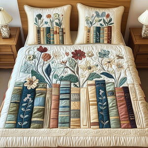 Botanical Book Nook 3-Piece Quilted Bedding Set NCU0NT4865