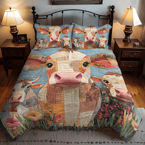 Bovine Beauties 3-Piece Quilted Bedding Set NCU0TH1378