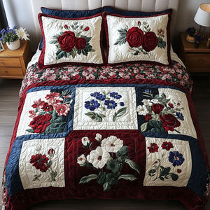 Brave Blossoms 3-Piece Quilted Bedding Set NCU0PT4777