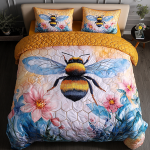 Busy Bee Bliss 3-Piece Quilted Bedding Set NCU0DK2868
