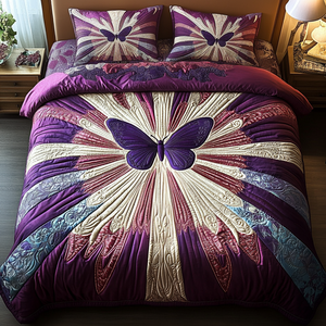 Butterfly Bliss 3-Piece Quilted Bedding Set NCU0VH2159