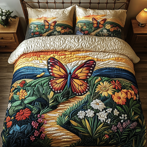 Butterfly Bliss 3-Piece Quilted Bedding Set NCU0VH3471