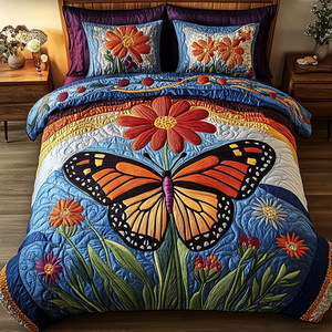 Butterfly Blossom 3-Piece Quilted Bedding Set NCU0VL1037