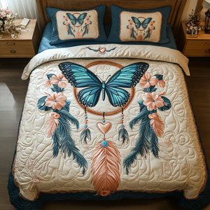 Butterfly Dreamscape 3-Piece Quilted Bedding Set NCU0VL1223