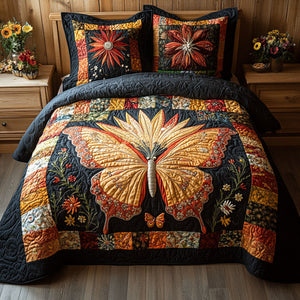 Butterfly Glow 3-Piece Quilted Bedding Set NCU0PT3479