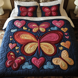 Butterfly Haven 3-Piece Quilted Bedding Set NCU0VH1386