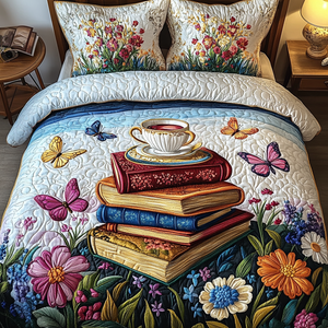 Butterfly Tea Stories 3-Piece Quilted Bedding Set NCU0VL1330