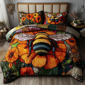 Buzzing Beauty 3-Piece Quilted Bedding Set NCU0PT3931