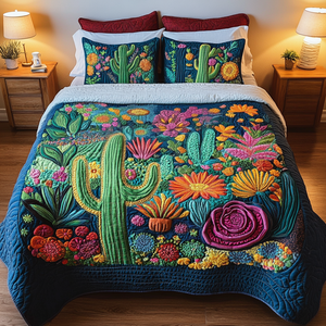Cactus Bloom 3-Piece Quilted Bedding Set NCU0VH671
