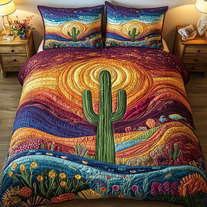 Cactus Sunset 3-Piece Quilted Bedding Set NCU0VL1077