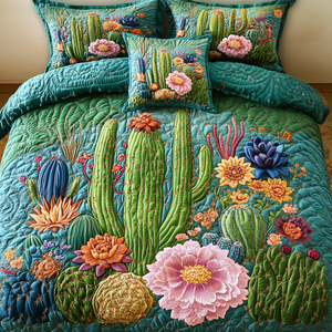 Cactus Garden Serenity 3-Piece Quilted Bedding Set NCU0VL1248