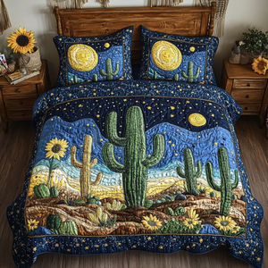 Cactus Moon 3-Piece Quilted Bedding Set NCU0VL1706