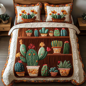 Cactus Shelf Art 3-Piece Quilted Bedding Set NCU0NT2998