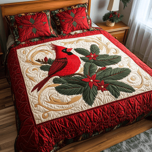 Cardinal Dreams 3-Piece Quilted Bedding Set NCU0TH2137