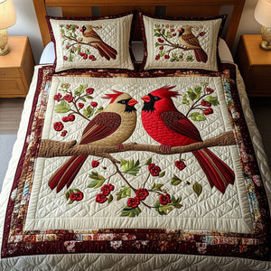 Cardinal Hearts 3-Piece Quilted Bedding Set NCU0NT2723