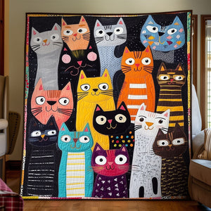 Cat Crazy Patchwork Quilted Blanket NCU0TH1521