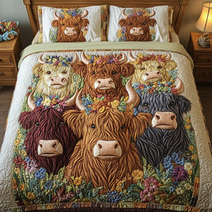 Cattle Charm 3-Piece Quilted Bedding Set NCU0VH1874