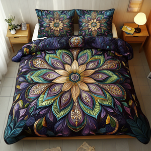 Celestial Bloom Harmony 3-Piece Quilted Bedding Set NCU0DK2635