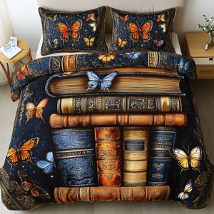 Celestial Butterfly Library 3-Piece Quilted Bedding Set NCU0VL1314