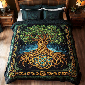 Celtic Bloom Haven 3-Piece Quilted Bedding Set NCU0PT3323