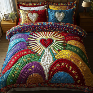 Cherished Heart 3-Piece Quilted Bedding Set NCU0DK4258