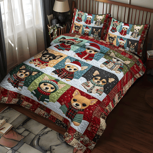 Chihuahua Santa Squad 3-Piece Quilted Bedding Set NCU0TH2041