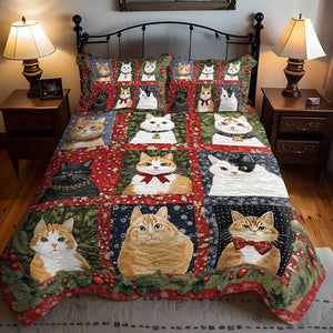 Christmas Cats 3-Piece Quilted Bedding Set NCU0TL1760