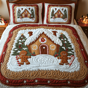 Christmas Cottage Snuggles 3-Piece Quilted Bedding Set NCU0TH2224