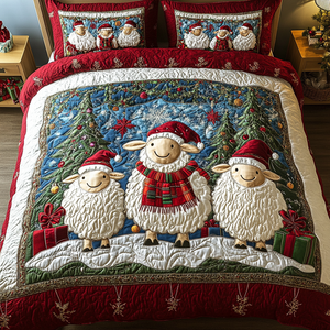 Christmas Flock 3-Piece Quilted Bedding Set NCU0VH1130