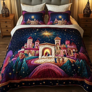Christmas Glory 3-Piece Quilted Bedding Set NCU0VH1173