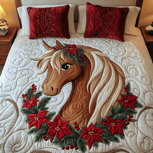 Christmas Spirit Pony 3-Piece Quilted Bedding Set NCU0TH2202