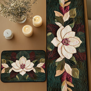 Classic Magnolia Charm Quilted Table Runner and Quilted Place Mat Set NCU0PT4617