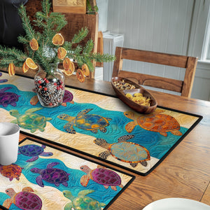 Coastal Treasures Quilted Table Runner and Quilted Place Mat Set NCU0PT4559