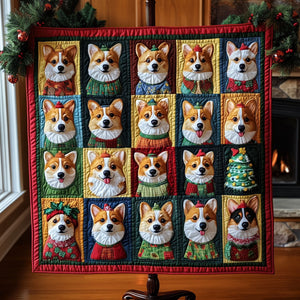 Corgi Christmas Parade Quilted Blanket NCU0PT1461