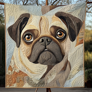 Cuddly Pug Portrait Quilted Blanket NCU0TL1813