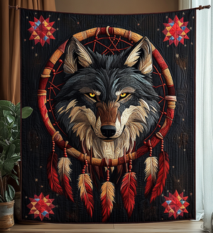 Dreamcatcher Wolf Quilted Blanket 04acxd110425