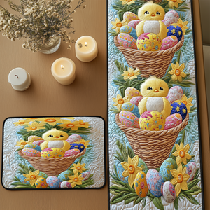 Easter Basket Eggs Quilted Table Runner and Quilted Place Mat Set NCU0NT4646