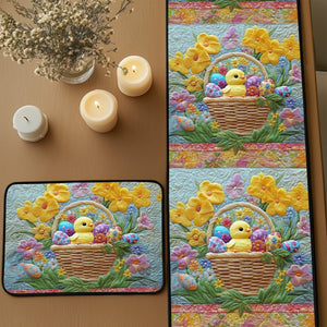 Egg-citing Easter Vibes Quilted Table Runner and Quilted Place Mat Set NCU0PT4691