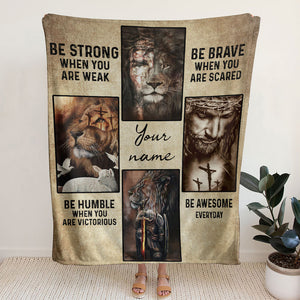 Be Strong Be Brave Jesus Blanket 01acxd160425